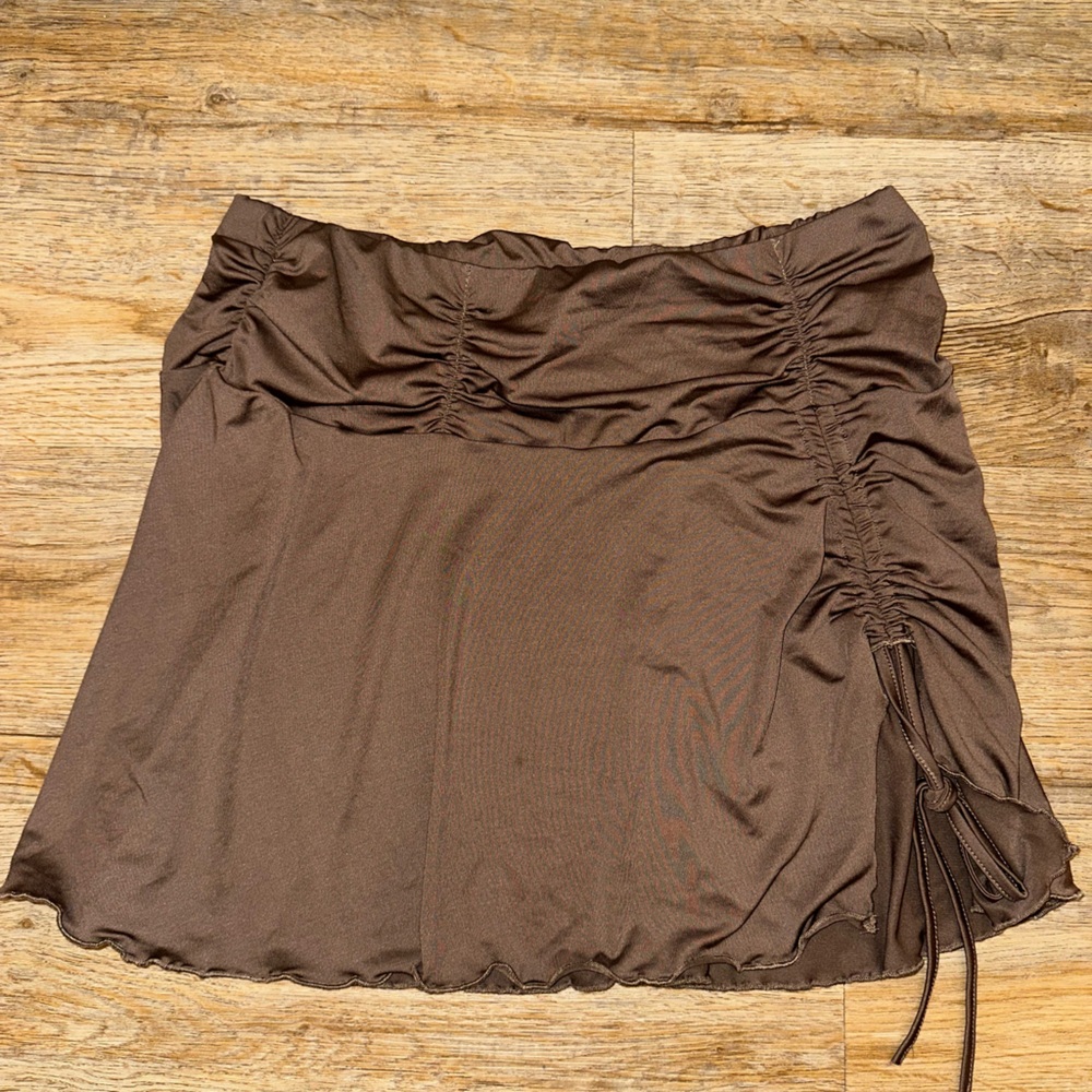 SHEIN Chocolate Scrunch Mini Skirt